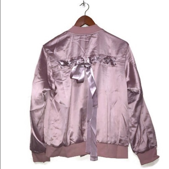 Pink satin bow bomber jacket - Picture 7 of 7